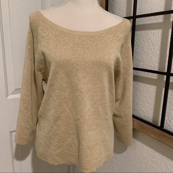 Worthington Tops - Worthington gold sparkly Sweater size XL